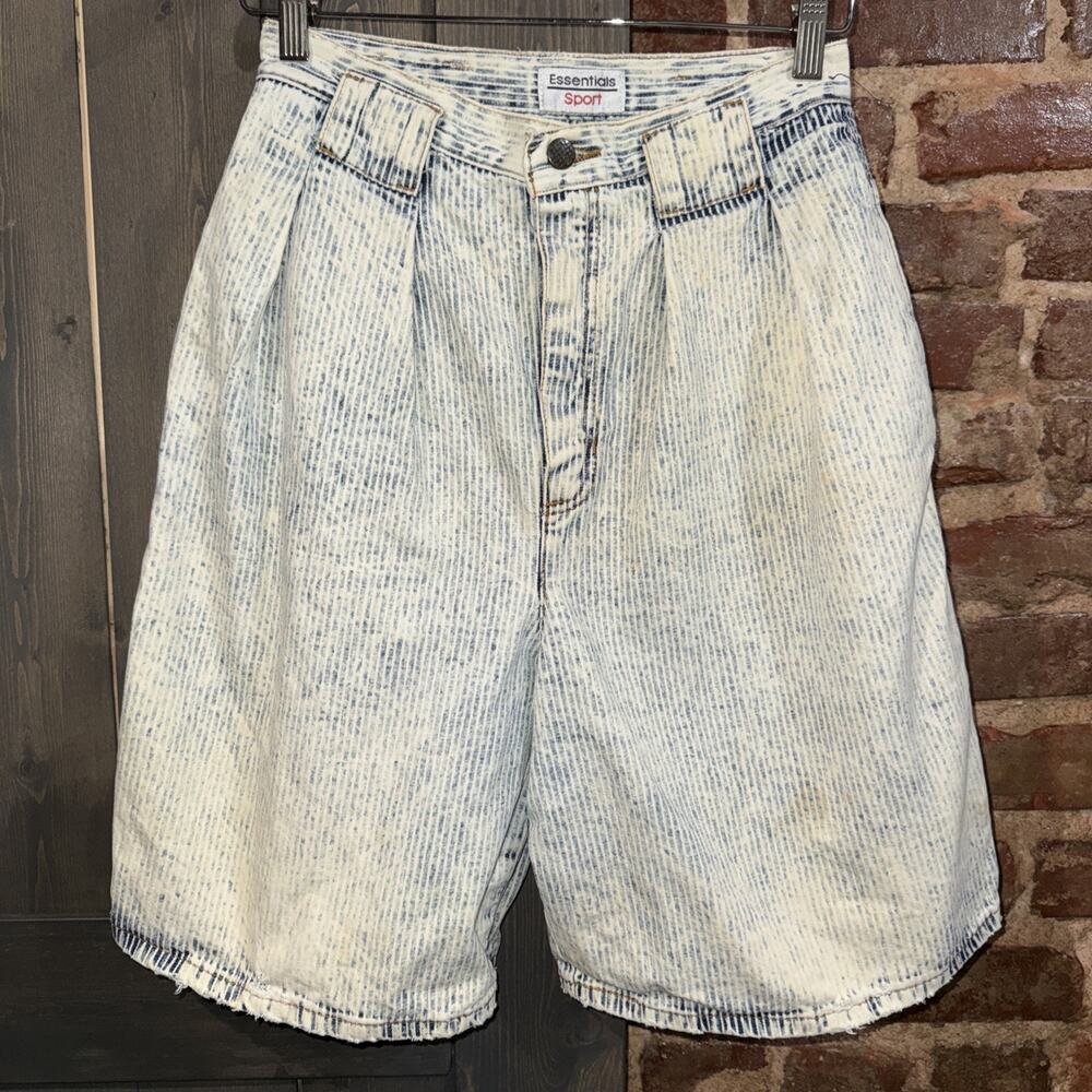 VTG 90’s Mom Jean Shorts Acid Stonewash Striped High Rise 100% Cotton 26x9